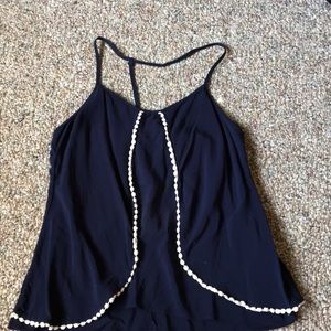 Navy skinny strap flow tank top